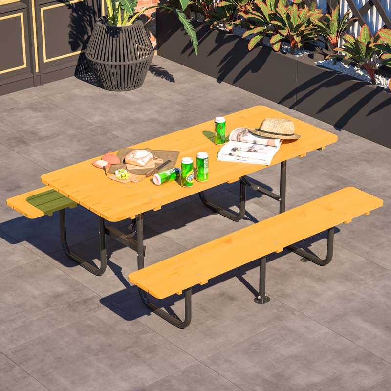 Table de pique-nique en bois, Jaune