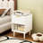 23.21'' H White Modern Nightstand With One Drawer And Open Shelving, Gold - Trimmed Knob, Bedroom Decor Element, Stable Base Design