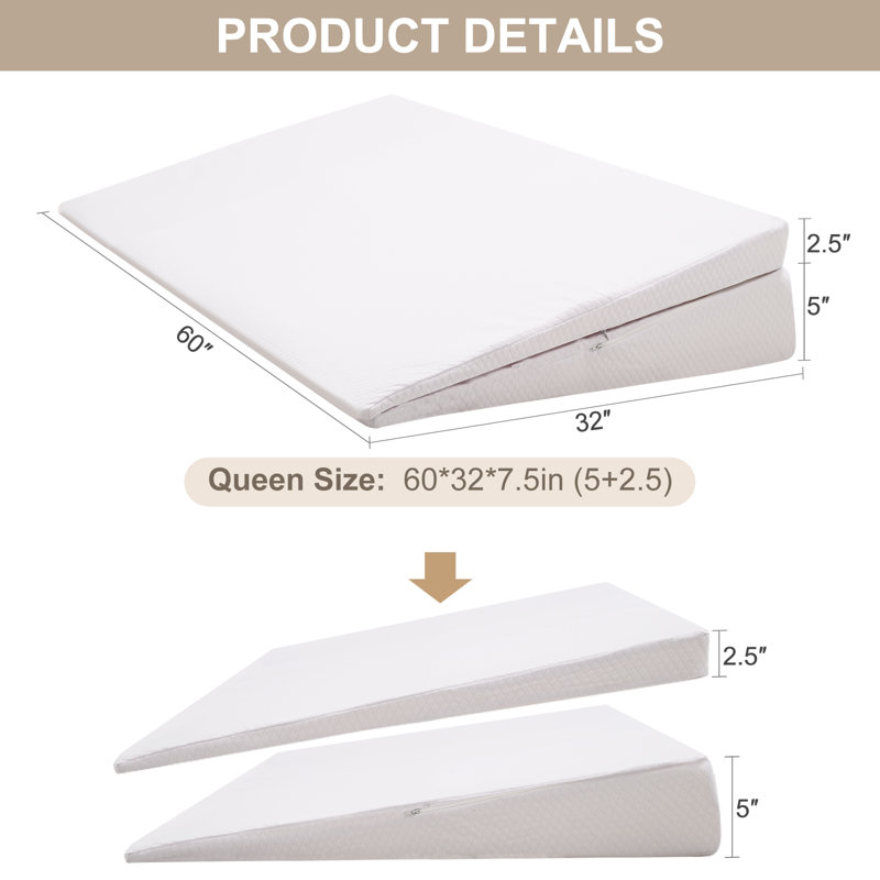 Chickamauga Extra Large Memory Foam Bed Wedge Pillow,Bed Wedge Mattress Gap Filler for Acid Reflux, Anti Snore, Queen