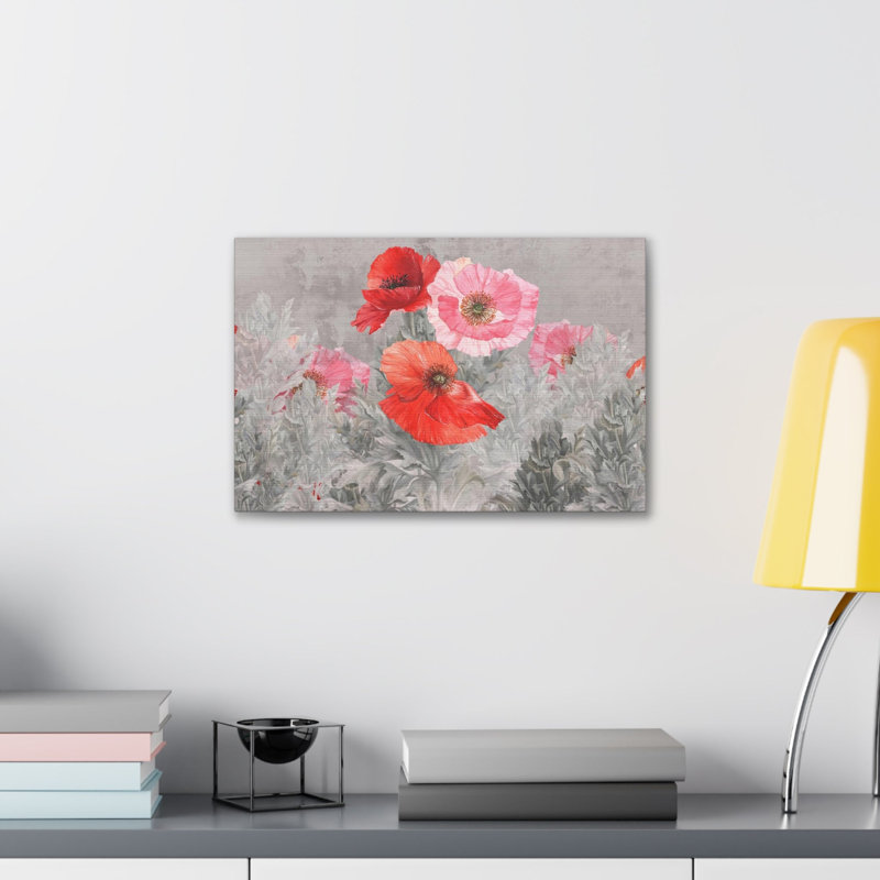 «Poppies Flowers Illustration Flower», art mural sur toile, H 16 po x l 20 po