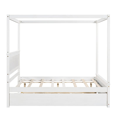 Daliborka Wood Canopy Bed With Trundle Bed