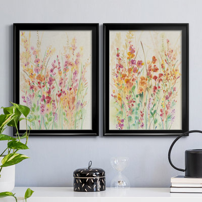 Brilliant Floral I - ensemble de 2 peintures sur toile encadrées