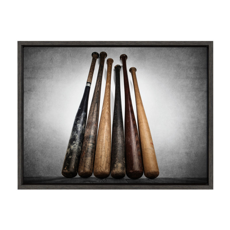 «Six Vintage Baseball Bats» par Saint and Sailor Studios, reproduction d'art sur toile encadrée