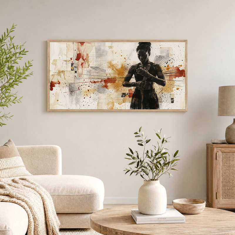 Art féminin sur toile abstraite, "Boxer féminin"