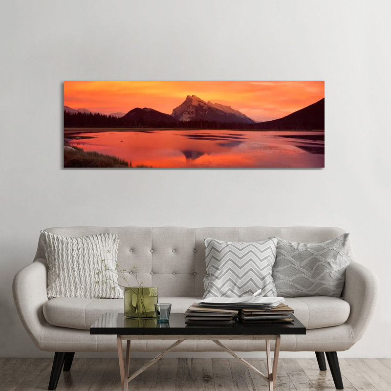 Mt Rundle and Vermillion Lakes Banff National PArk Alberta Canada 1 Piece Wrapped Canvas Panoramic Wall Art