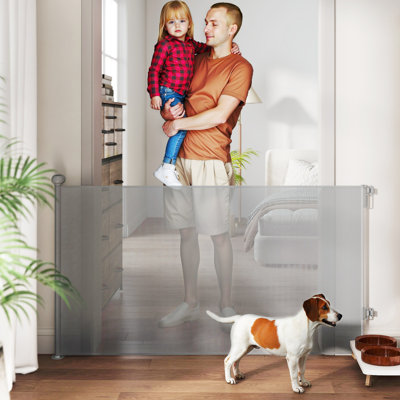 Retractable Stair Gate Dog Gate Extends Up to Wide