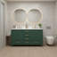 Meuble-lavabo 60 po, meuble-lavabo avec cadre en bois massif, comptoir autoportant avec 2 lavabos vert