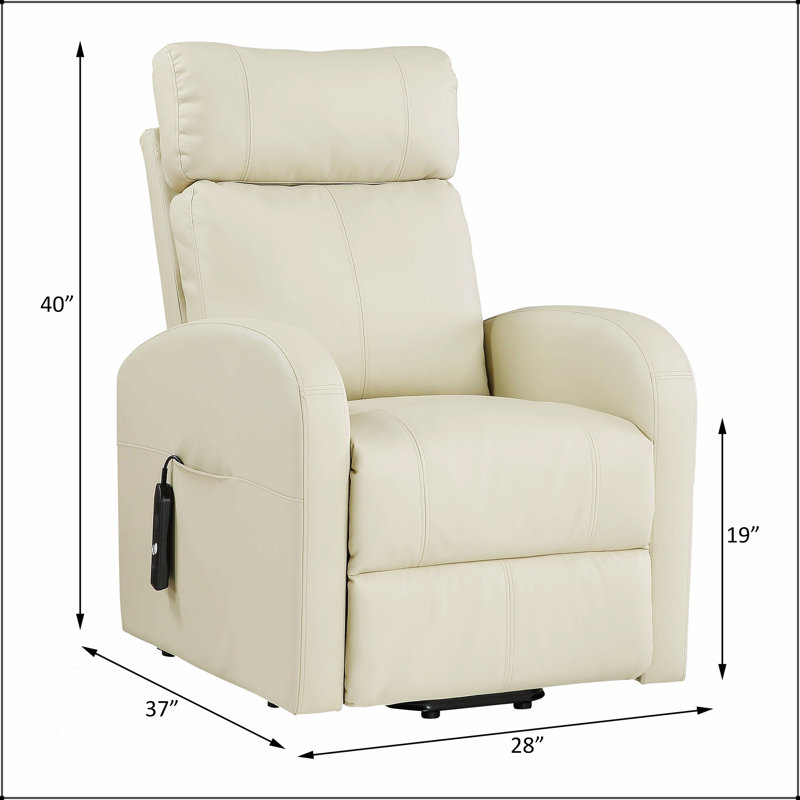 Ricardo Beige Synthetic Leather Power Motion Recliner With Lift, Combining Comfort And Modern Design For Ultimate Relaxation.