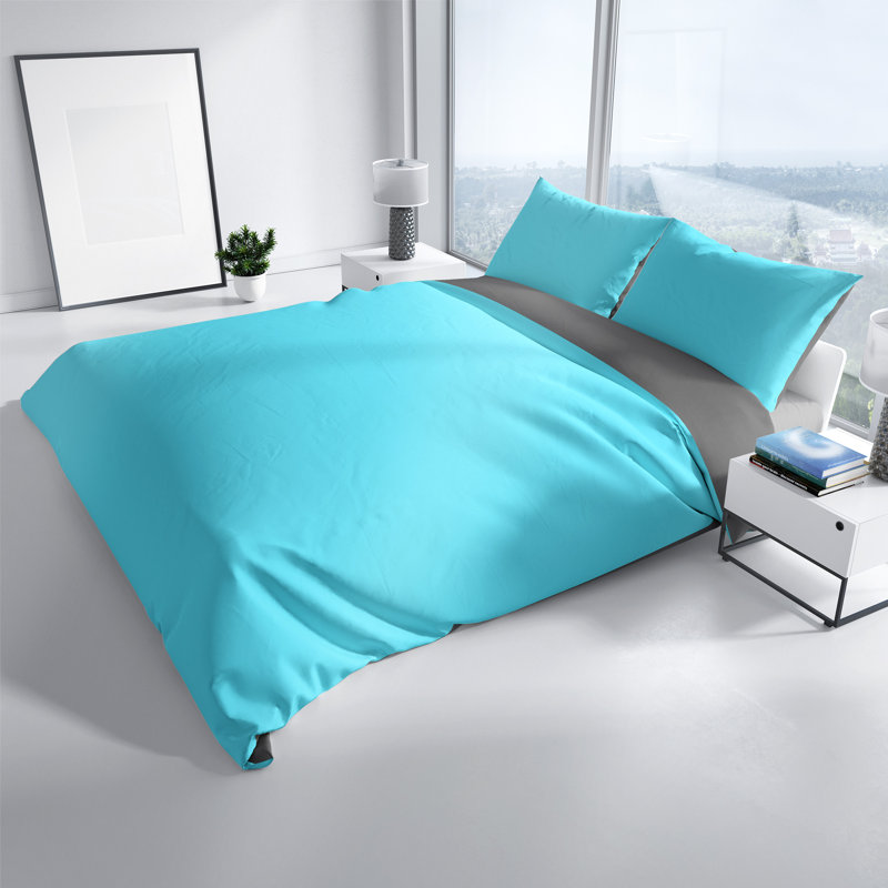 Microfibre Reversible 2 Pieces Duvet Cover Set, 200 x 220 cm, Petrol