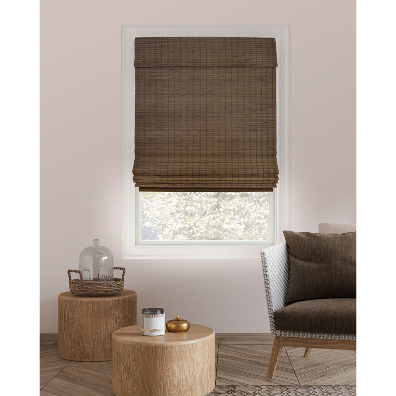 Cordless Light Filtering Bamboo Roman Shade, 34"W x 64"L