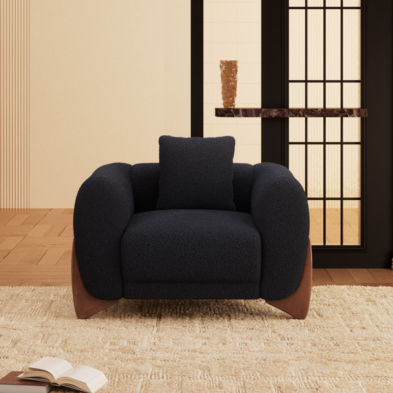 Keiven Boucle Upholstered Accent Chair, Black