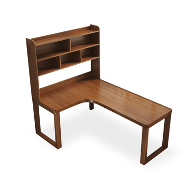 Nut-brown L-Shaped Solid Wood desk