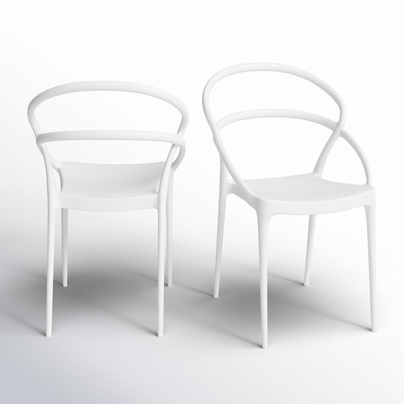 Chaise d'appoint empilable pour patio Farrah, Blanc