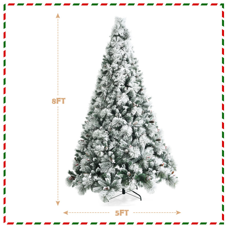 Arbre de Noël vert / blanc pin floqué / givré, H 8 pi
