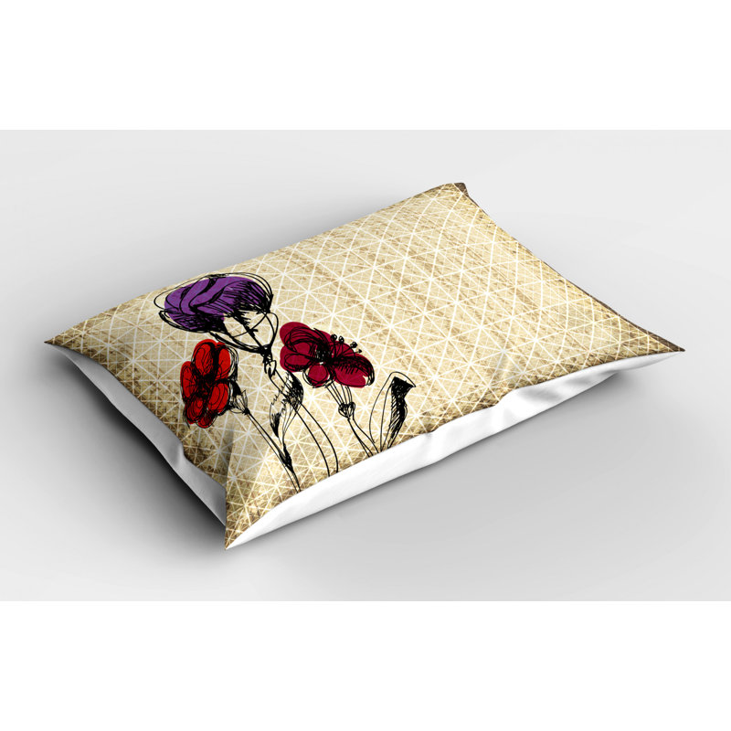 Gold/Red Polyester Microfiber Piece Sham, Twin