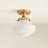 Modern Semi-Flush Mount – Metal, Glass & Gold, Ivory White Schoolhouse 1-Light Hardwired Dimmable Ceiling Light for Bathroom or Hallway in Transitional, Traditional, and Contemporary Style