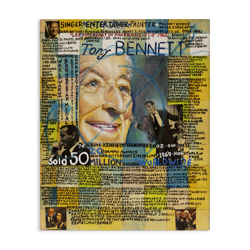 "Tony Bennett", art mural sur toile par Sabin, H 48 po x l 36 po