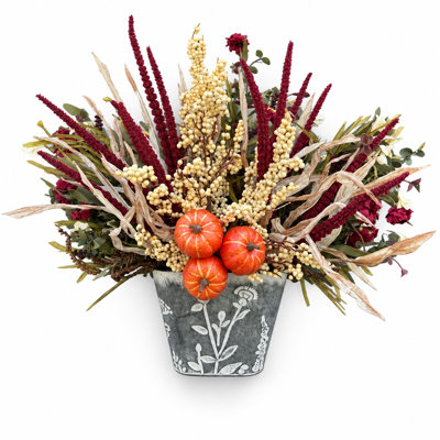 Artificial Fall Thanksgiving Mixed Assortment Floral Arrangement in Pot