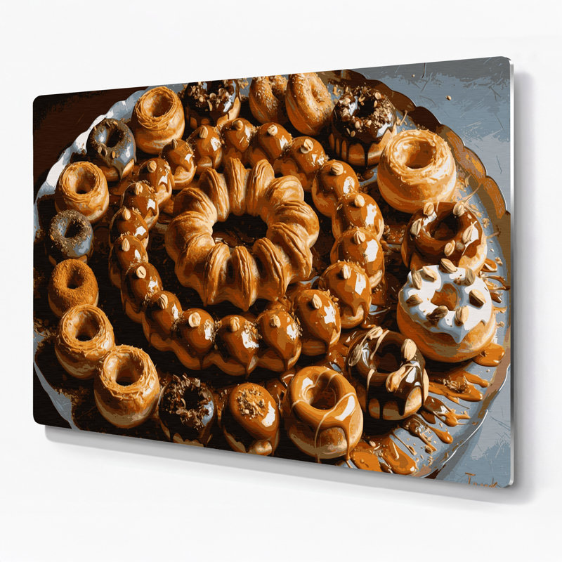 Art mural en métal brun Desserts Cronuts, H 20 po x l 30 po