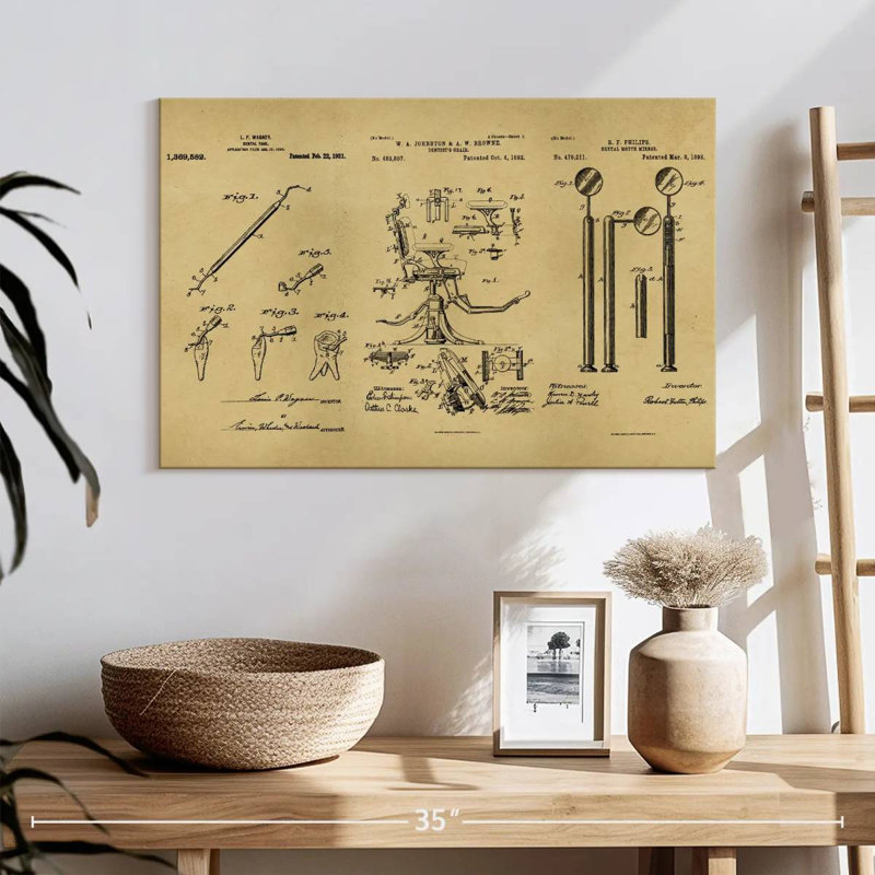 " Dental Clinic Tools " Print, 16" H x 24" W x 1.25" D