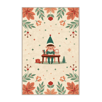 Soft Plush Fedele Christmas Modern & Contemporary Abstract Area Rug in Beige – Beige Binding