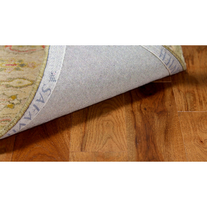 Handmade Tufted Wool Round Rug in Light Gold/Beige, 47"
