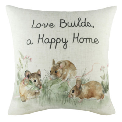 Hedgerow Mice Floral Square Throw Cushion
