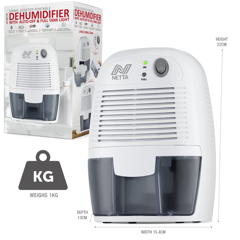 NETTA 500ml Mini Dehumidifier, Grey