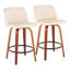 Tabouret de comptoir à hauteur fixe de 26 po avec pieds en bois cintré et repose-pieds rond Thea-86710971