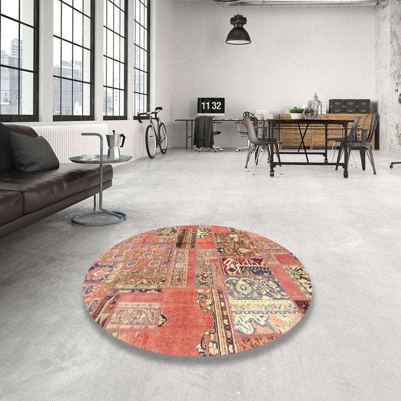 Tapis abstrait de style moderne de 1960, Rond 8 pi