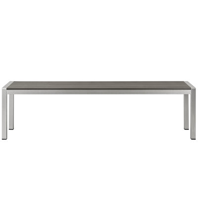 Modway Shore Aluminum Outdoor Patio Bench in Silver Gray by Modway