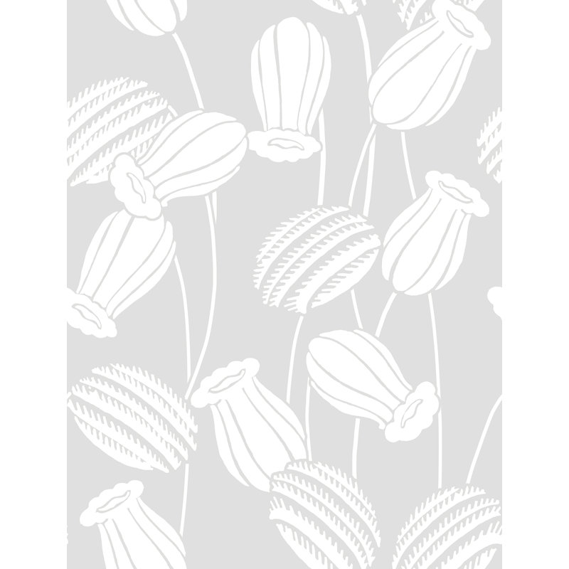 Deco Poppies, White/Gray