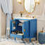 Meuble-lavabo de salle de bain avec lavabo, armoire de rangement avec 2 portes à fermeture douce et 1 tiroir dissimulé