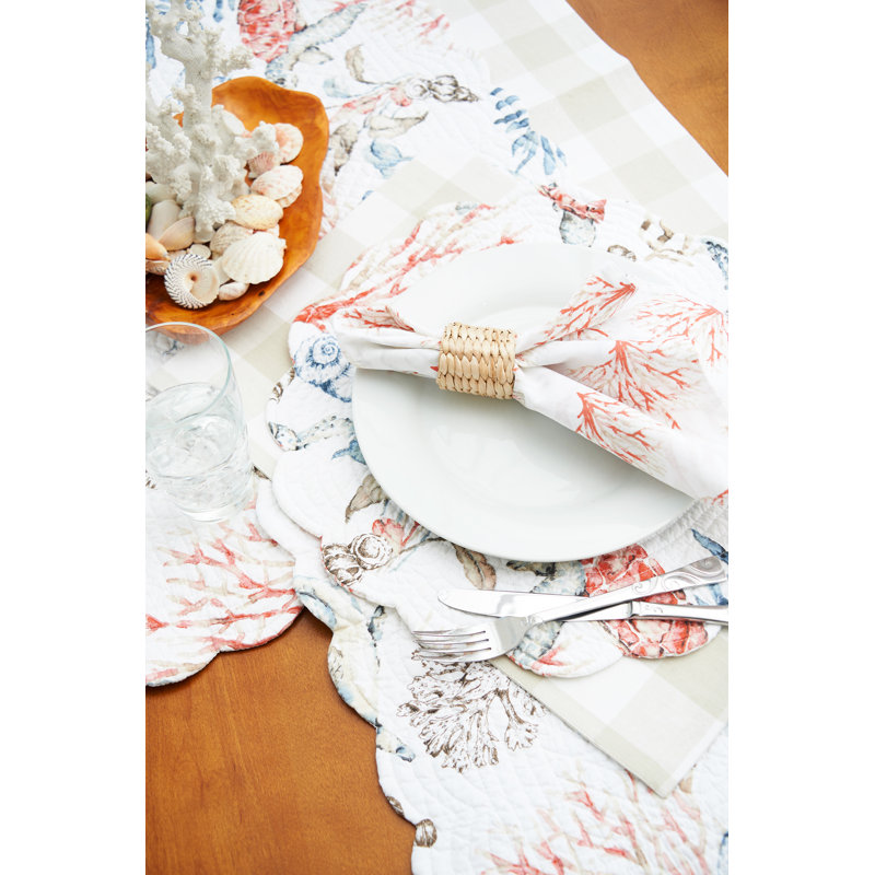 Tranquil Tides Cotton Scallop Rectangle Placemats Set of Six