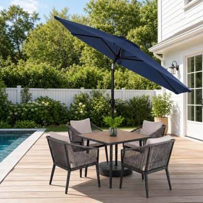 Parasol de marché hexagonal de 10 pi pour le marché, relevage à manivelle, inclinaison à 45 degrés à bouton-poussoir, auvent en polyester imperméable avec évent supérieur, abat-jour extérieur pour le jardin, le patio, la piscine, la cour arrière, la base non incluse