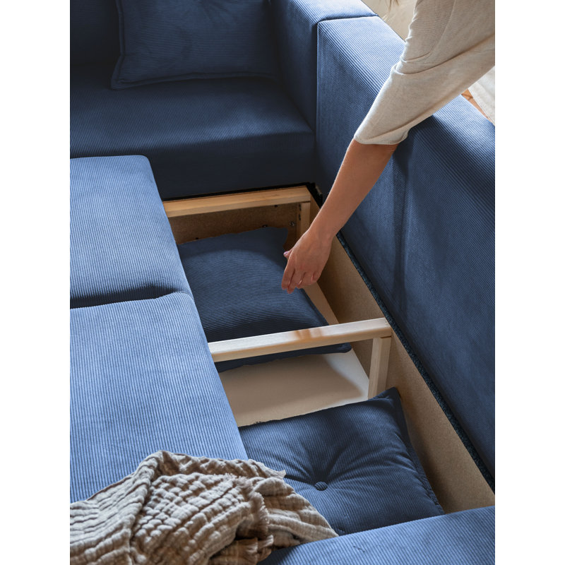 Lazy Lukka 6 Seater Sofa Bed, Left Hand Facing, Blue