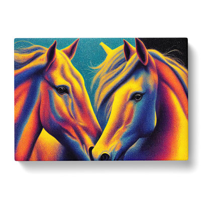 Two Colourful Horses - Wrapped Canvas