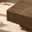 Table basse carrée en bois massif de 90 cm (35,3 pouces) avec 2 tiroirs, design cannelé artisanal-2072749229-2072749230