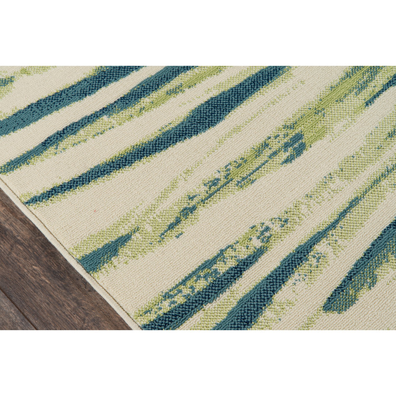 Tapis pour l'intérieur et l'extérieur vert / bleu Elmore, Rectangle 5 pi 3 po x 7 pi 6 po