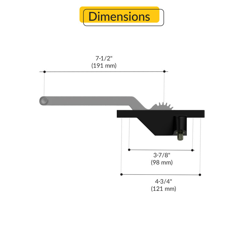  Truth Single Arm Casement Operator Rear Mount Right Hand Type Black, Black