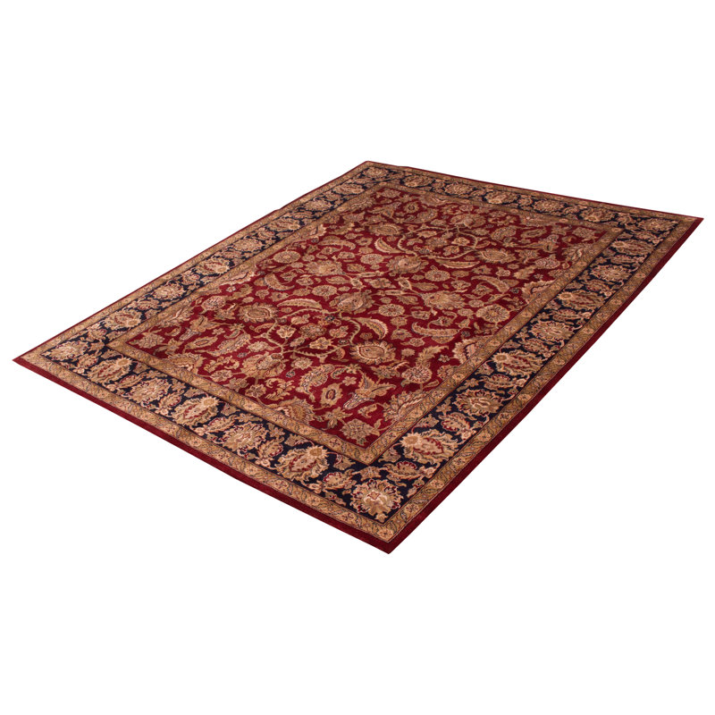 Tapis rouge foncé en laine noué à la main de conception unique 9 pi 0 po x 12 pi 2 po Reinholds