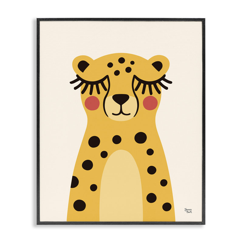 Jaune, guépard, giclée encadrée par Jessica Beck, H 14 po x l 11 po, Giclée encadrée noir minuit