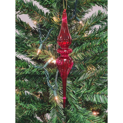  Red Elongated Finial Glass Christmas Ornament F07M7-1-LH76-23215