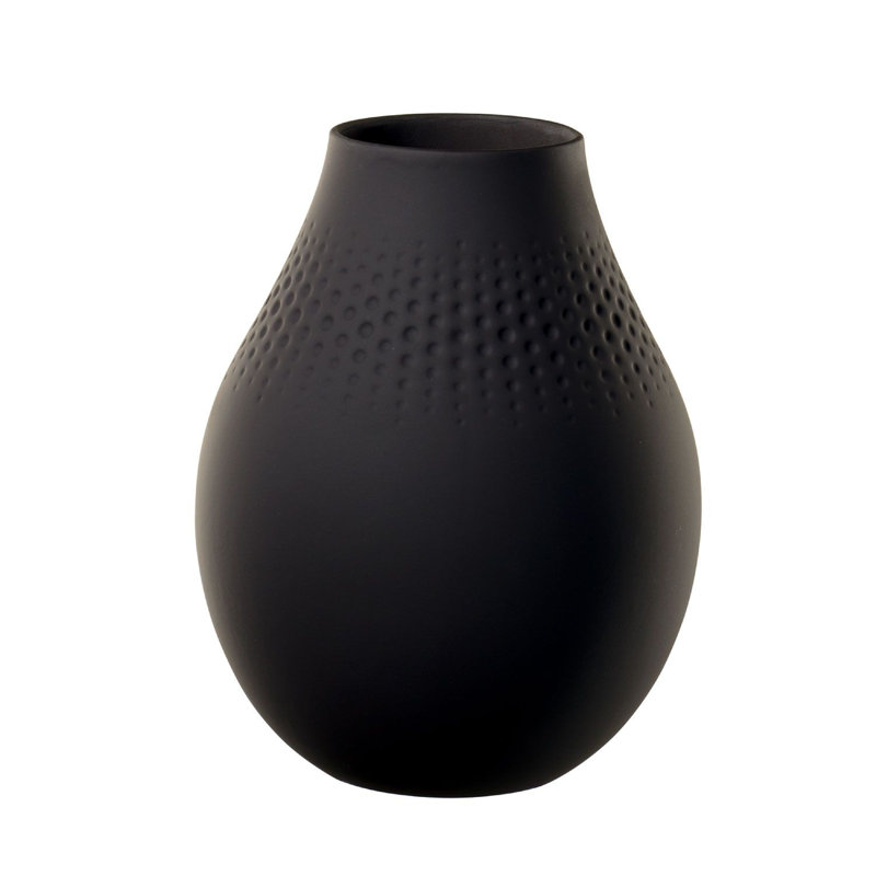 Vase de table Procelain, H 7,25 po x l 6,5 po x P 6,5 po, Noir mat