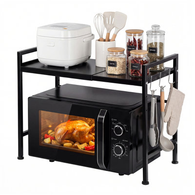 Adivo Metal Microwave Appliance Storage Rack, Black, 65 cm