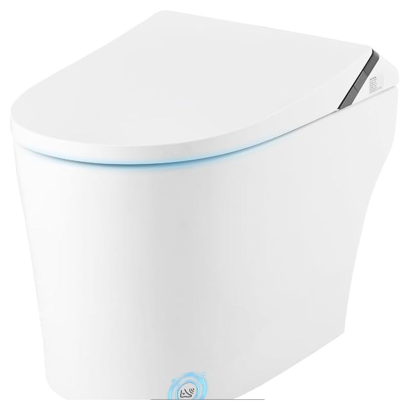 Elongated One Piece Smart Toilet with Bidet | Tankless, Heated Seat, Warm Water Wash, Auto Flush, Foot Sensor & LED