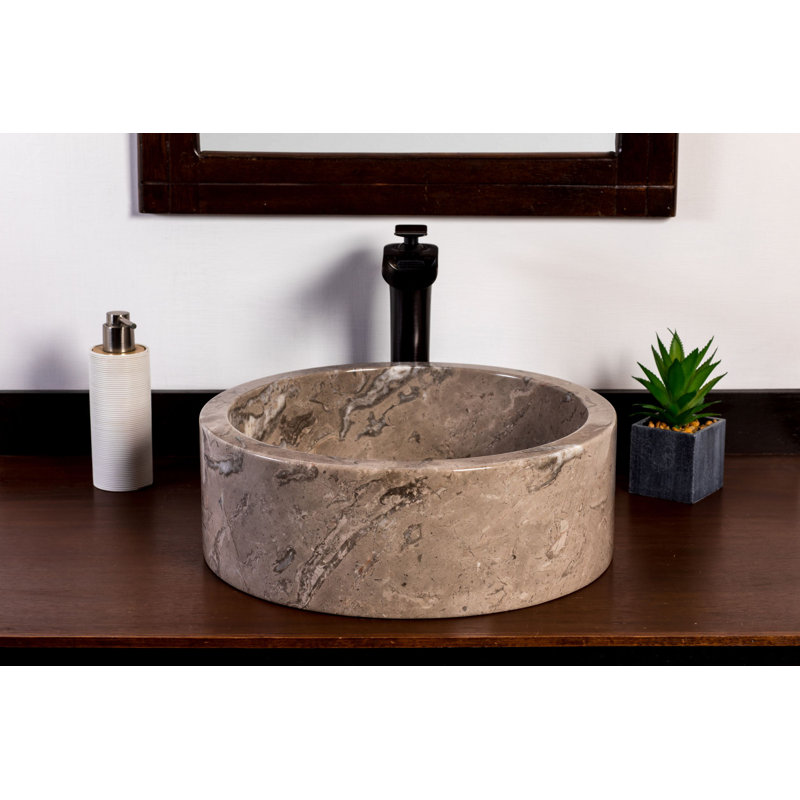 Gray Marble Circular Vessel Bathroom Sink