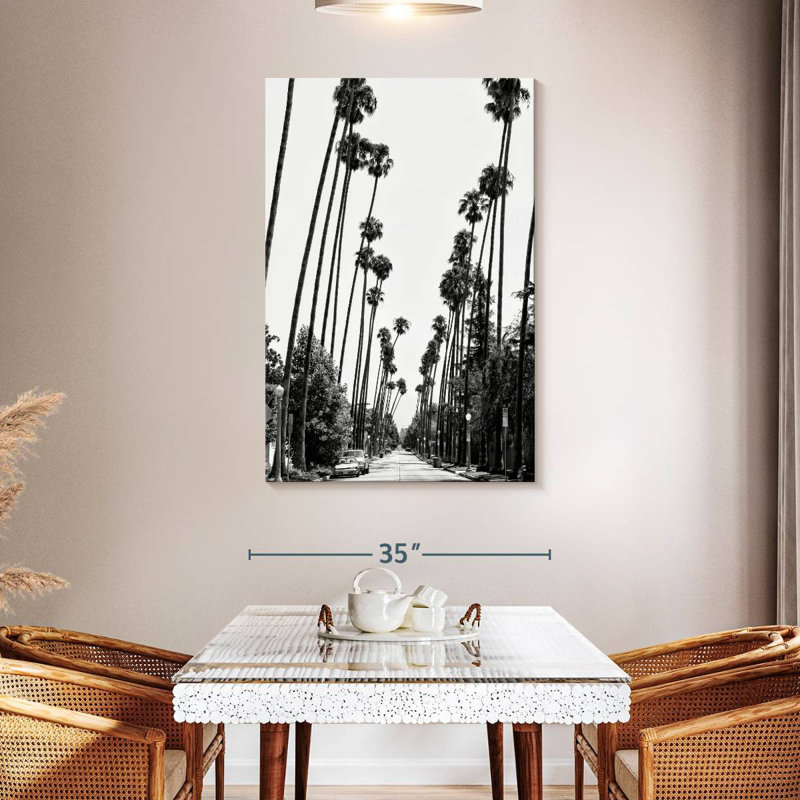 Sireci Black California Palm Trees Road, 48" H x 32" W