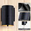Ensemble de 2 appliques murales cylindriques d'extérieur noires de 7 po - Luminaire extérieur moderne en aluminium 1 lumière avec base moyenne E26 - Boîtier en fonte d'aluminium résistant aux intempéries