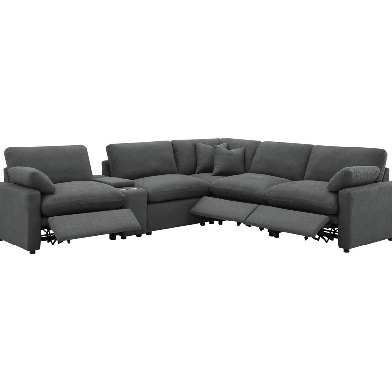 6 modulaires modulaires inclinables électriques gris foncé pour se détendre et se ranger avec un plateau-coussin